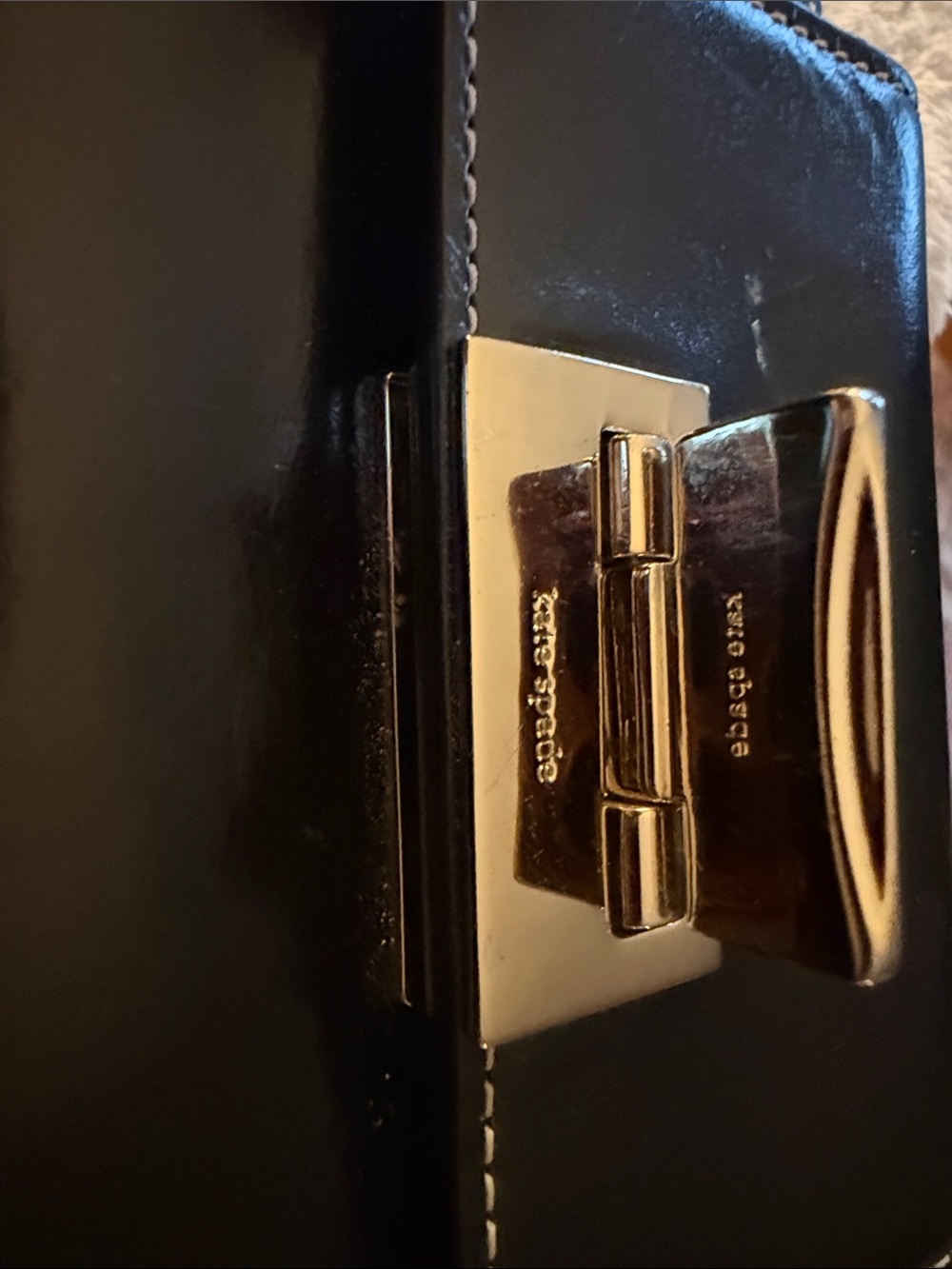 kate spade Black Leather Wallet Case with Silver Clasp